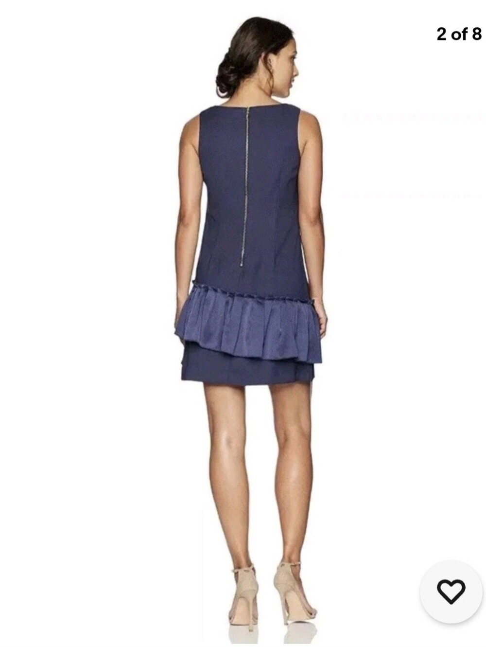 Eliza J Navy Sleeveless V-Neck Ruffle Hem Dress - Picture 2 of 5